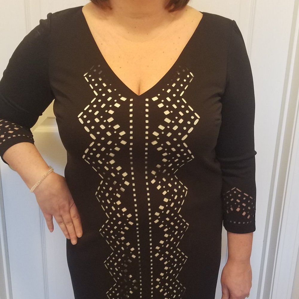 David Meister Black/Cream Cocktail Dress - Picture 2 of 7